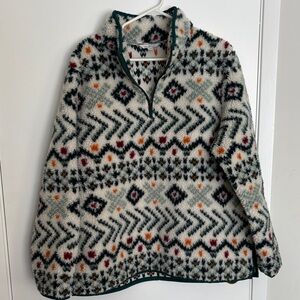 LL bean atztec print fleece pullover size XL quarter zip 1/4 zip
